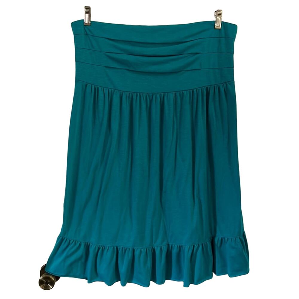 Nicole Miller Turquoise Strapless Knit Dress Woman Size XXL Pleated Smocked Mini